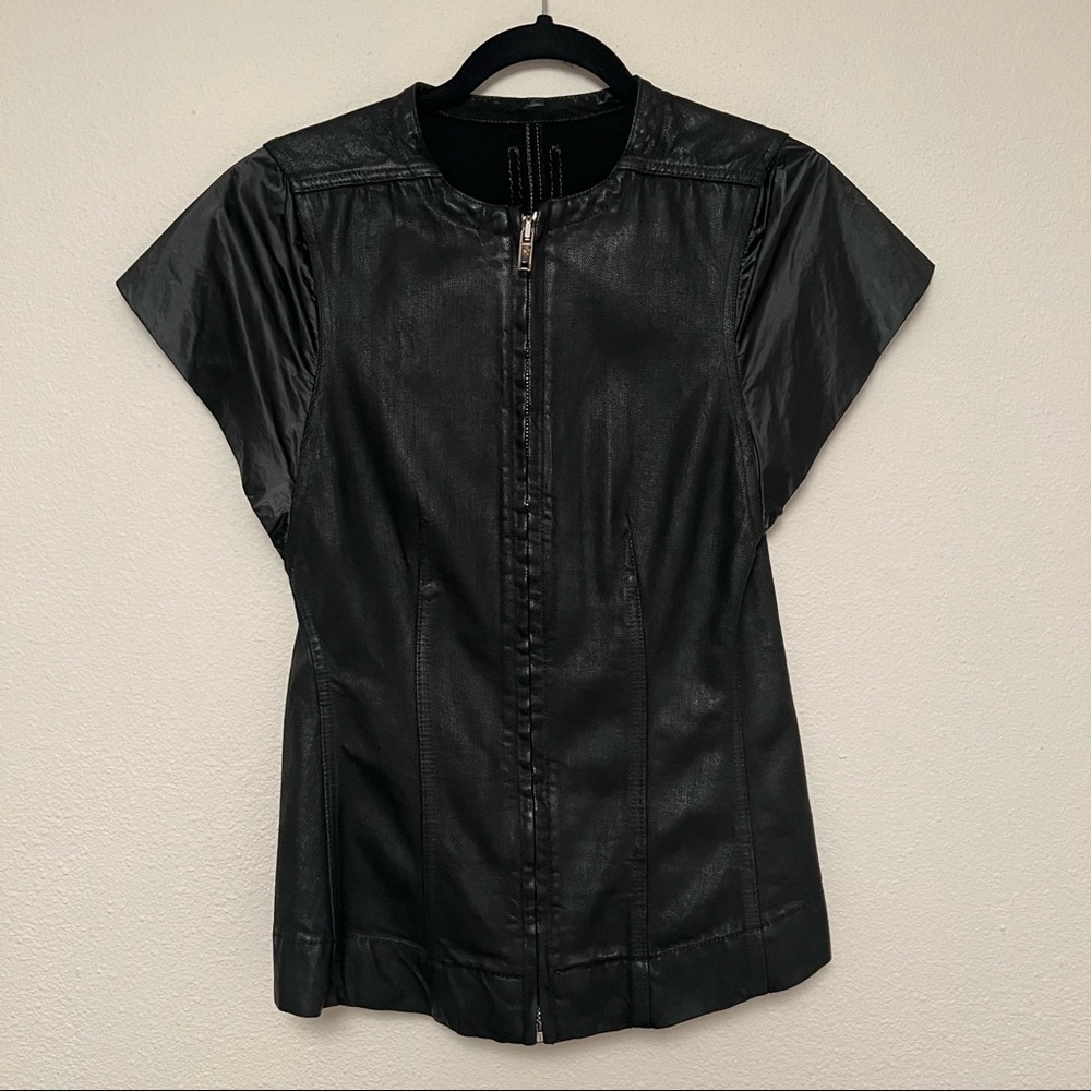 rick owens drkshdw black wax zip up top